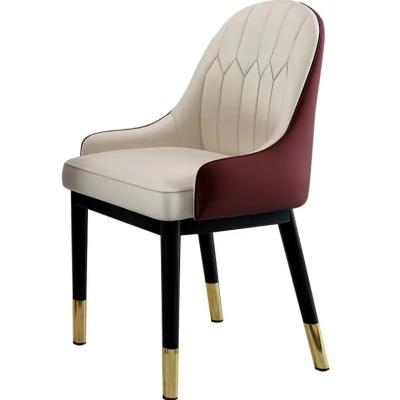 Silla de comedor de cuero de PU moderna con patas de metal - ajustable