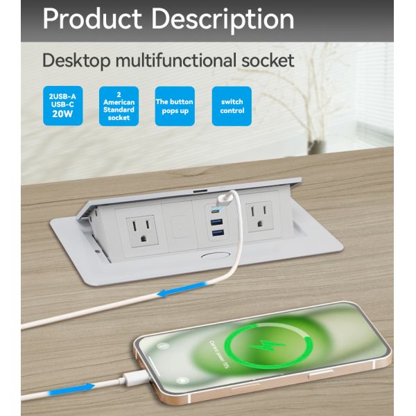 Compact Usb Desktop Socket Box Power Outlet Box OEM CUL Certificated