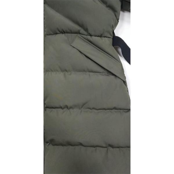 Polyester Womens Long Padded Coat With Hood Belt Zips Long Puffer Fur Hood