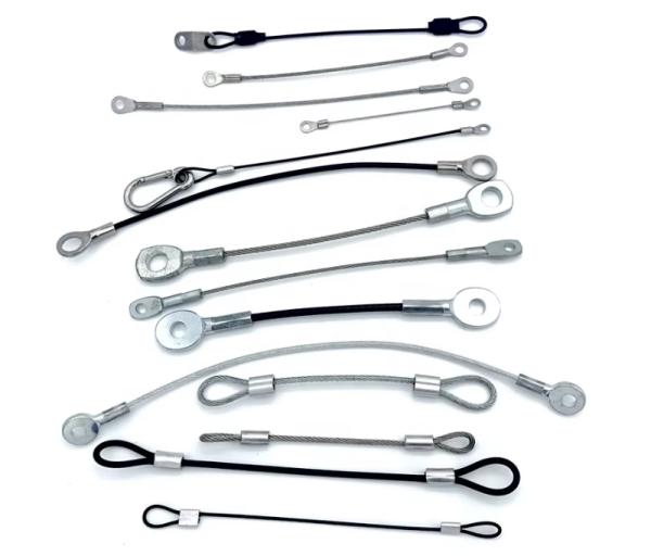 Pvc Coated Wire Rope Aluminium Sleeve Hanging Wire Stainless Steel Wire Rope With Ring Eye Terminals