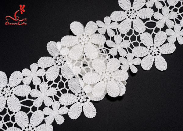 Guarnição bordada do laço da flor branco bonito para o vestido de casamento