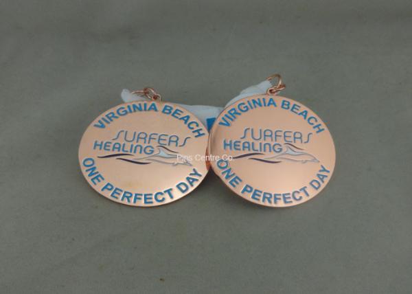 Zinc Alloy Award Ribbons Medals , Eco Friendly Award Medals For Kids