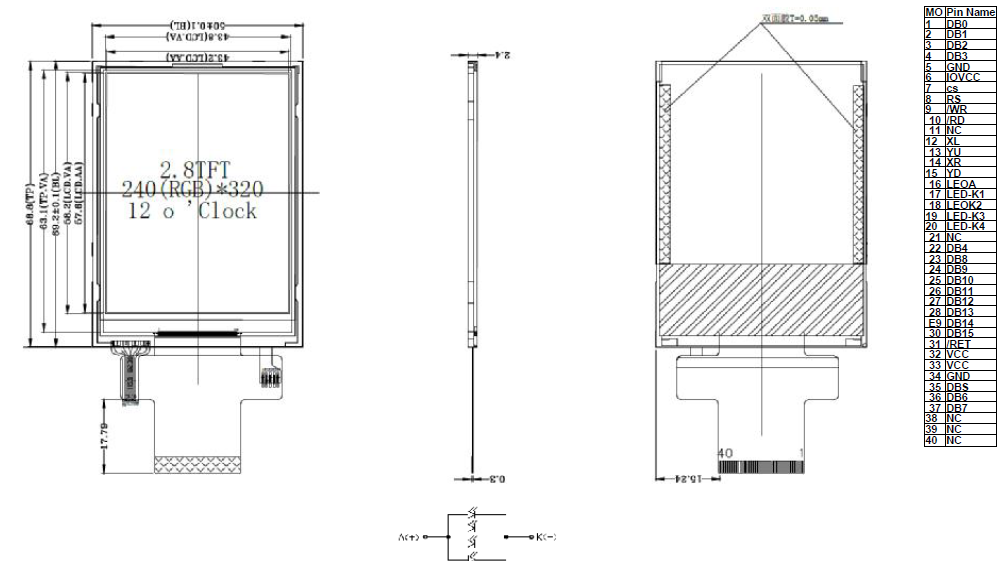 Дисплей SPI MCU Lcd взаимодействует экран касания 320x240 дюйма TFT LCD Lcd 2,8 емкостный