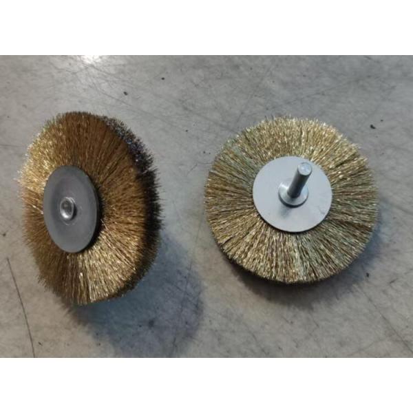 Hot Selling 75mm Crimped Brass Wire Rust Removal Cleaning Brush with Shank 6mm