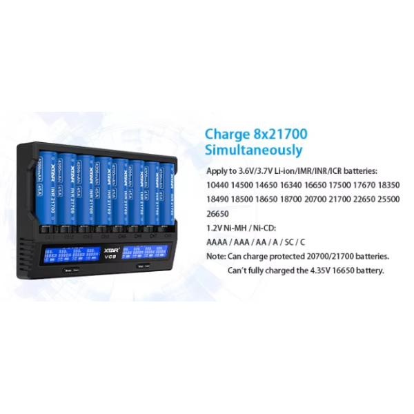 VC8 Universal Tool Battery Charger Protection Universal RoHS Charger Li Ion LCD Display