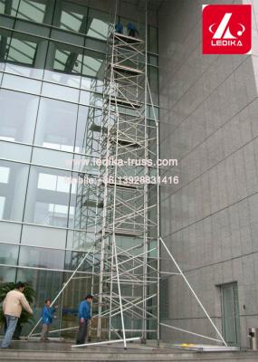 12m Height Movable Aluminum Scaffolding Tower Black Silver Color