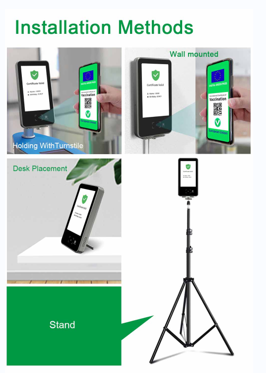 Приложение ЕС цифров C19 аттестует читателя кода блока развертки QR пропуска вакционного lettore блока развертки штрихкода паспорта QR зеленого