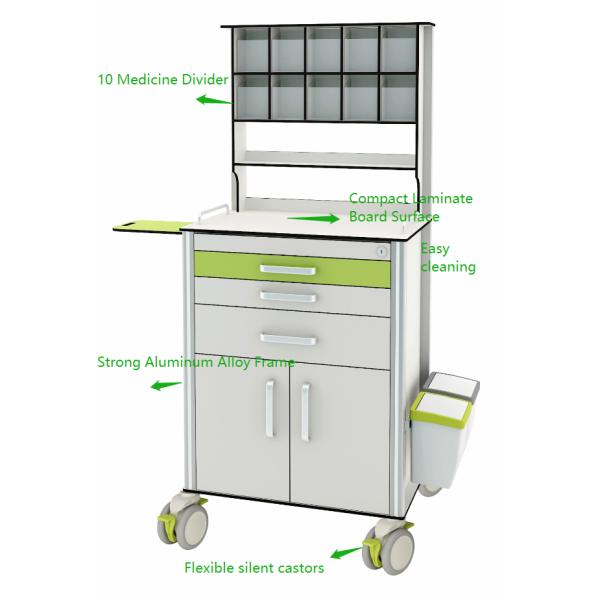 Aluminum Medicine Divider Hospital Medicine Trolley