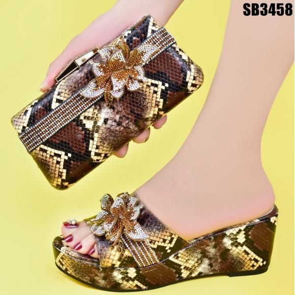Supoo Brown Italian Ladies Shoes and Matching Bags for African High Heel Bridal Shoes