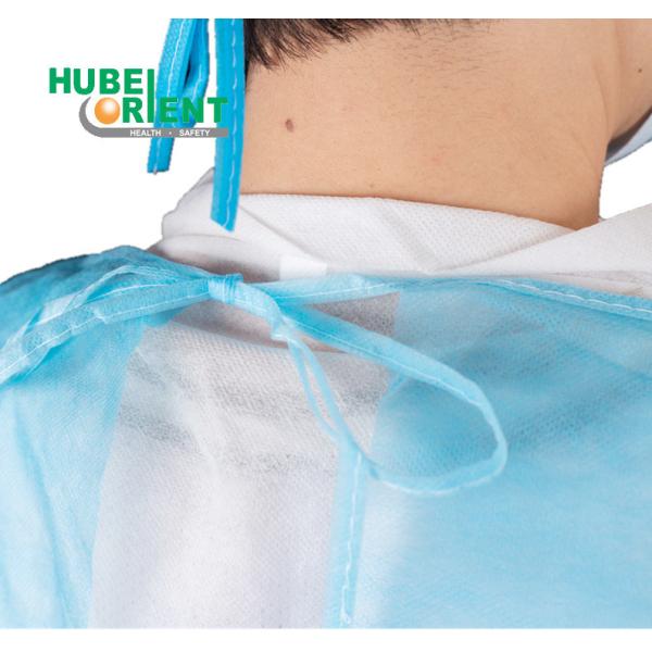 White/Yellow/Blue/Green Anti Dust PP Nonwoven Disposable Isolation Gown With Knitted Cuffs