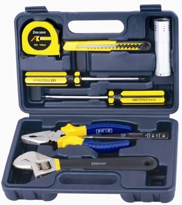 9 pcs mini tool set ,with pliers/cutter knife/test pen/flashlight
