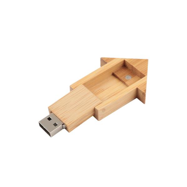 Настроенный логотип Дом в форме деревянного USB флэш-накопителя с натуральным деревом для деловых подарков