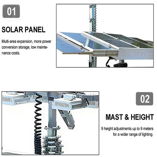 Eco Friendly Mobile Solar Light Tower 360 Degree Illumination Mining Operations Trailer Mounted Light Tower