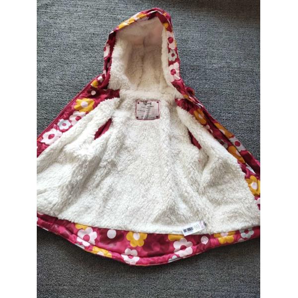 Autumn Winter Long Girls Hooded Winter Coat Floral Printed