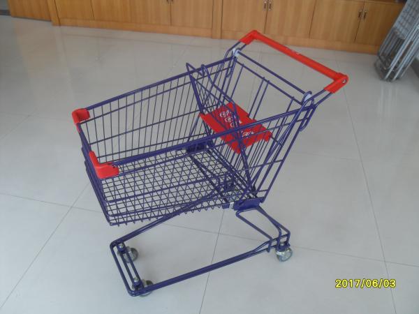 75L Wheeled Shopping Cart Trolley With Colorful Powder Coating , Grocery Cart With Wheels