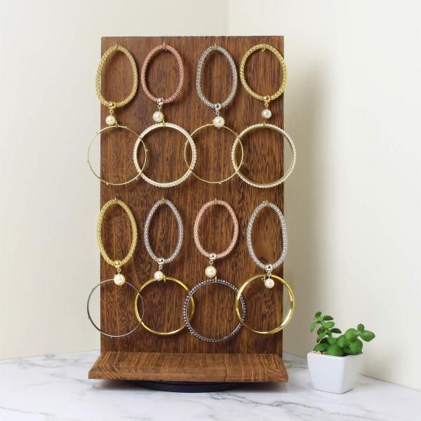 Space Saving Function 9 W X 7.5 D X 16.5 H Wooden Jewelry Display Stand with 32 Hooks