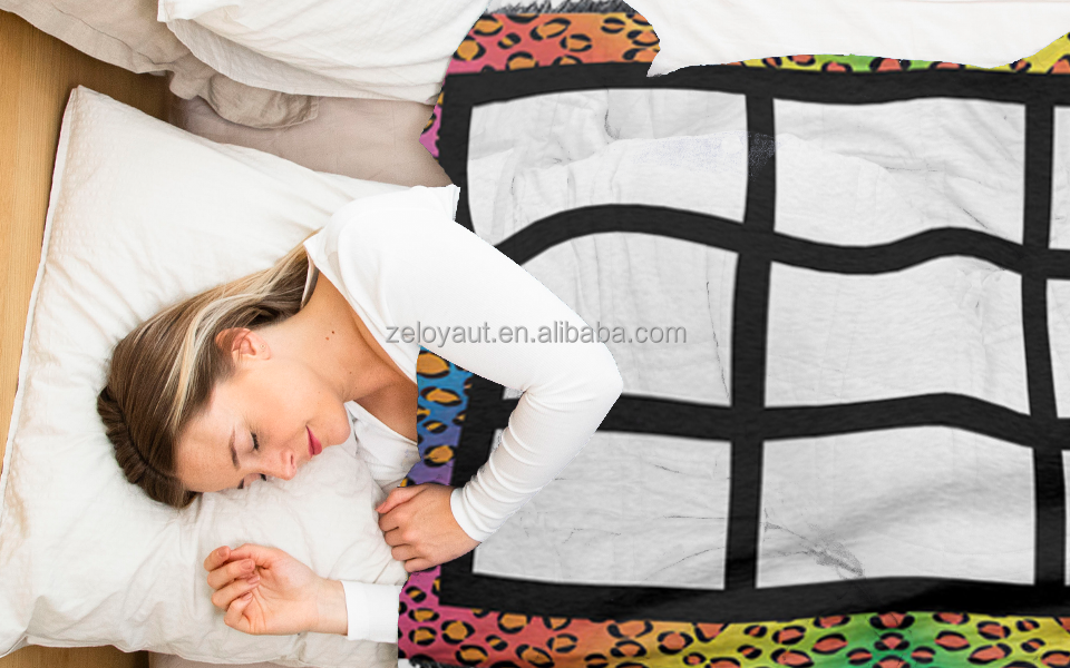 ZELOYAUT Sublimation Blankets rainbow Leopard Print Blanket 100% Polyester Diy Single-sided Printed Bed Sofa Custom Blankets.