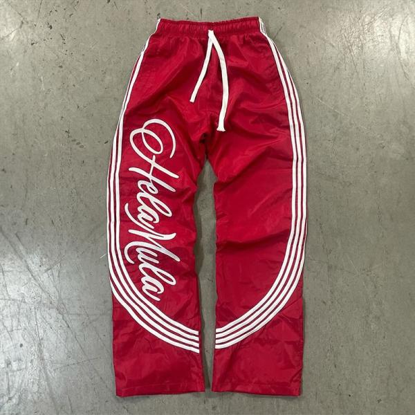 Pantaloncillo ligero con bolsas largas, corredor de piernas anchas, pantalón de tela de seda para hombres, pantalón de pista seca rápida