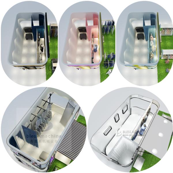 External Wire or Solar Panel Powered Mobile Clothing Shop Trailer for Scarf Bag Shoes