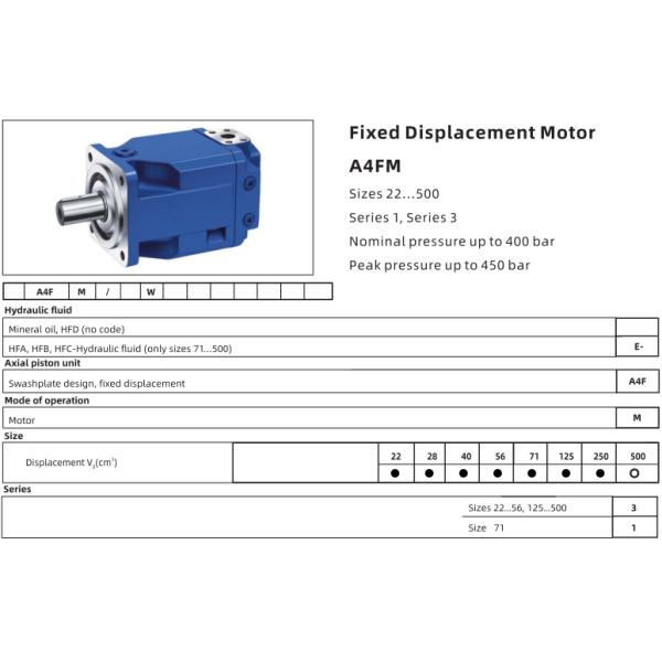 A4FM Series Variable Piston Type Hydraulic Pump For Rexroth A4FM250 A4FM500