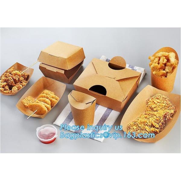 Disposable brown kraft paper boat paper food tray,Latest design food grade cardboard food fold paper boat trays bagease