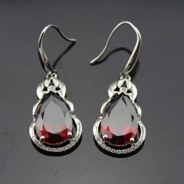 925 Silver  Pear Shaped Yellow Citrine Cubic Zirconia Dangle Drop Earrings(PSJ04034)