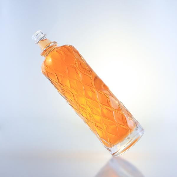 750ml Transparent Engraving Glass Bottle for Gin Rum Champagne Brandy Tequila Whisky Liquor