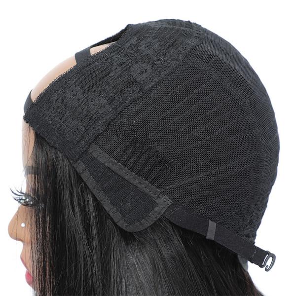 Full Cuticle Brazilian Hair Preplucked U Part Wig with 180% Density in Bone Straight