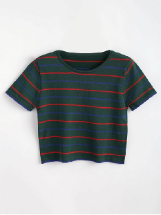 Custom Logo Stripe Cotton T Shirt Printing for Women