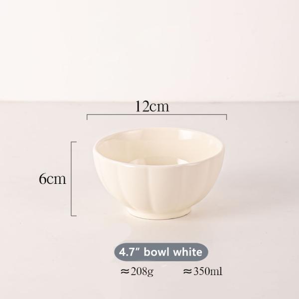 Porcelain Color Stoneware Bowl Set For 6 People Nordic Pumpkin Bowls Ceramic 4.7 Inch