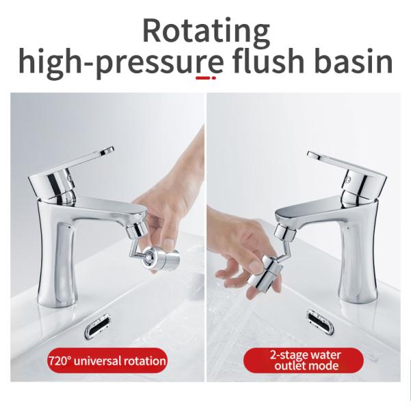 720 Degree Swivel Sink Big Angle 2.5 GPM Large Flow Dual Function Faucet Aerator 64g