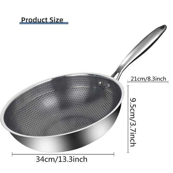 Custom OEM/ODM Kitchen Honeycomb Frying Pan 18/8 Stainless Steel Frypan Non Stick Cooking Pan With Glass Lid