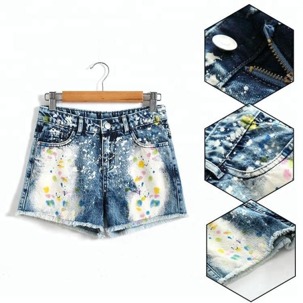 Adjustable Waist Children's Denim Shorts , Spring / Summer Little Girl Jeans Shorts
