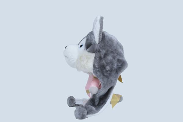 Grey / White Husky Dog Plush Toy , Adorable Siberian Husky Stuffed Animal
