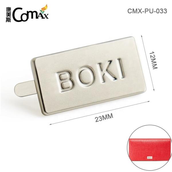 Customized Handbag Metal Label with Eco-friendly Material and Matt Nickel Plated Finish