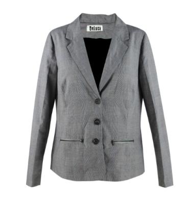Lapel Collar Female Formal Coat Polyester / Spandex Material Grey Color