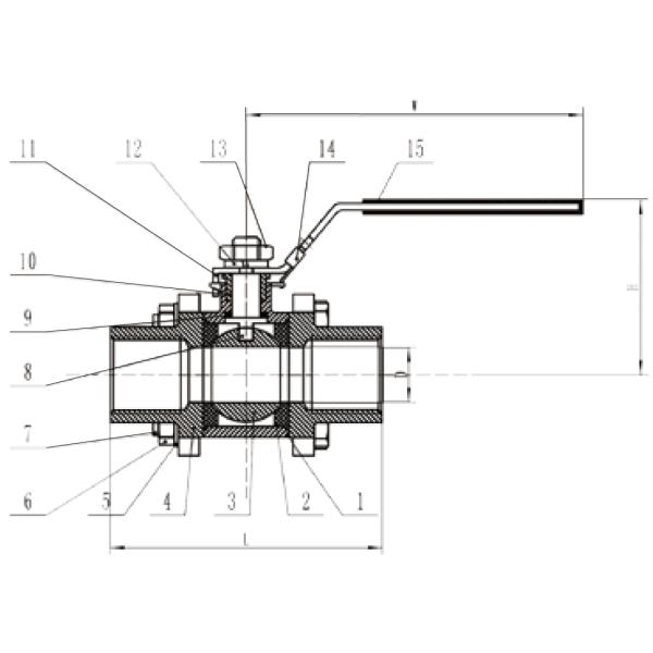 ISO9001 Metal Ball Valve 316 npt or bsp , 3 pc 1 inch ball valve