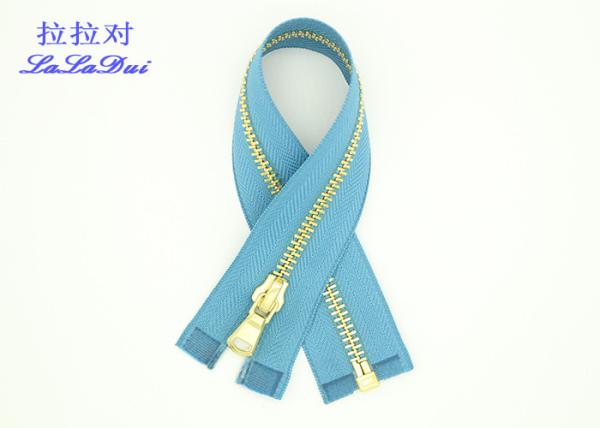 Brass 18 Inch Metal Separating Zipper Polyester Tape For Wallet HS Code 9607110000