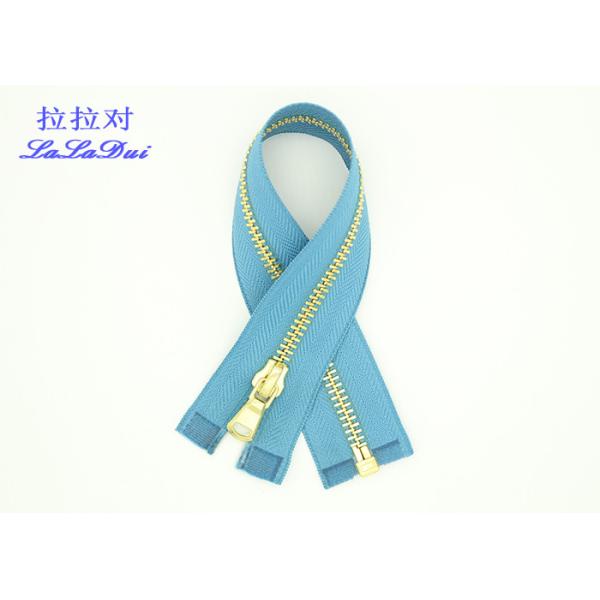 Brass 18 Inch Metal Separating Zipper Polyester Tape For Wallet HS Code 9607110000