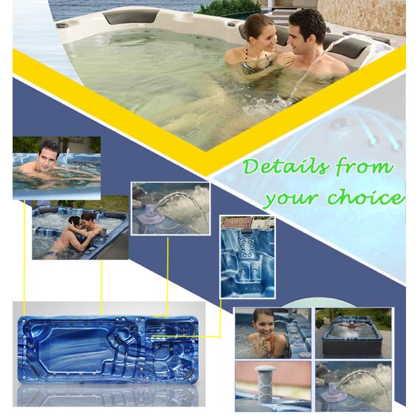 Banheira de hidromassagem exterior do redemoinho de 10 pessoas do ISO da associação retangular luxuosa dos termas da natação 2*3KW