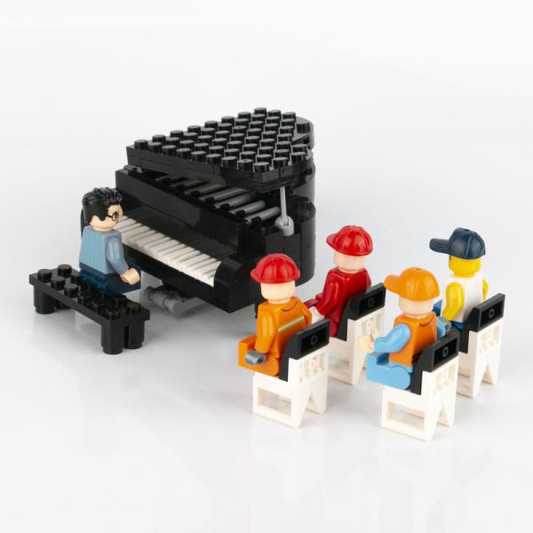 City home accessories bricks hotel decoration grand piano musical instrument models building blocks