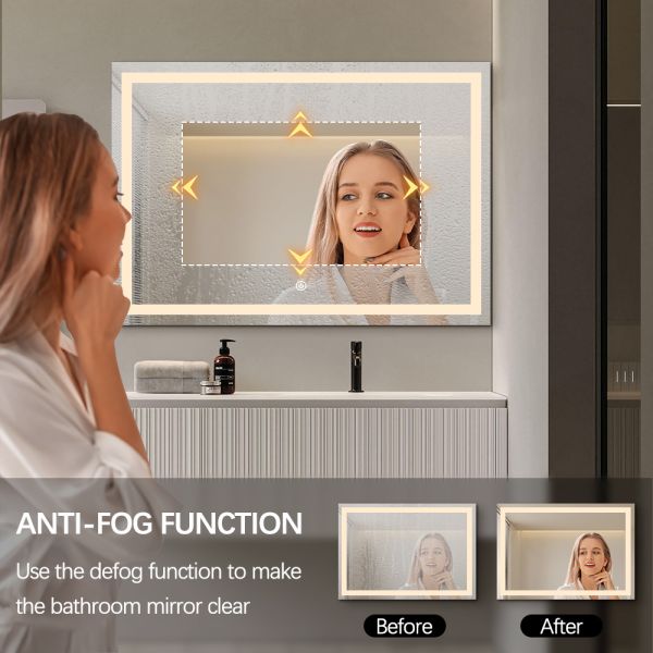 Anti Fog Frameless Rectangular Mirror Wall Mounted 24*31inch 28*35inch 30*39inch 30*47inch 31*51inch