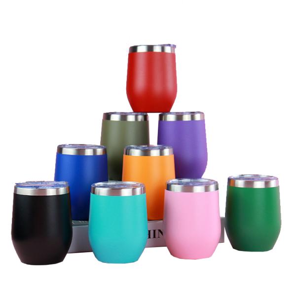 Stainless Steel Egg Wine Tumbler with Color Powder Coating and Double Wall Insulation