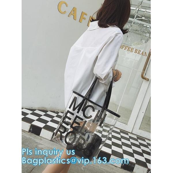 Makeup Bag with Shoulder Strap Pro Round Bag, rope handle clear Transparent tote bag, stadium clear vinyl pvc zipper bag