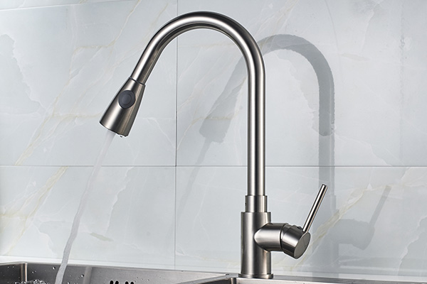 ROVATE Long Neck Pull Down Spout Kitchen Faucets 360 Degree Rotation Body