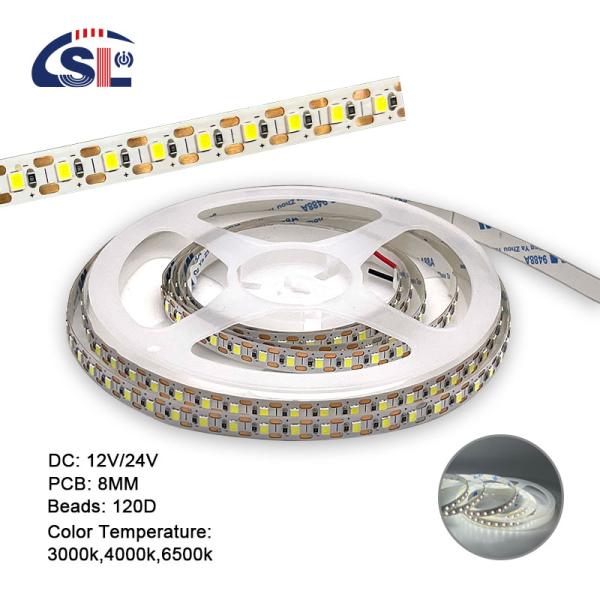 2200 lm Alto brilho 2835 120led/m LED Strip 8mm Largura 12V 24V Single Cut Light Strip