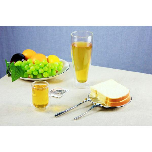 20oz Ultra Clear Double Wall Glass Coffee Mug For Beer / Tea , Handmade Blowing