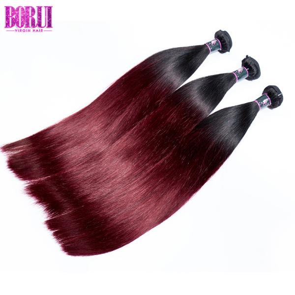 Virgin Natural Burgundy Hair 3 Bundles With 4*4 Lace Closure , Straight Hair Bundles With Closure
