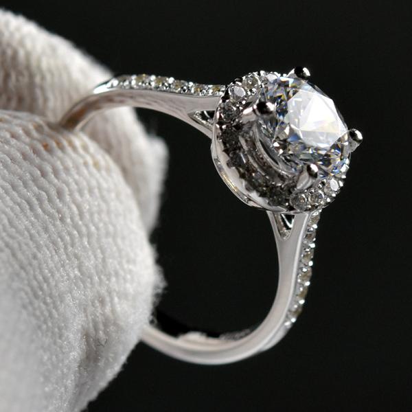 1.0 Ct Moissanite Jewelry White Gold Ring With Elegant Gift Box RD166