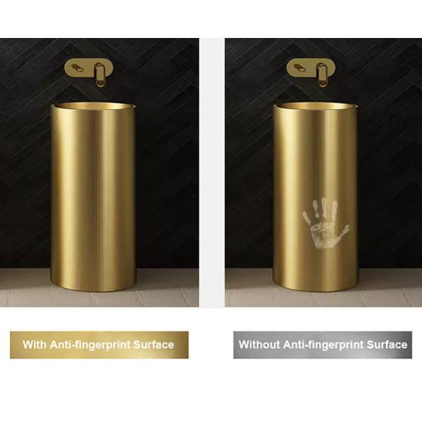 OEM 304 Stainless Steel Pedestal Sink Circular Column Shape Floor Standing